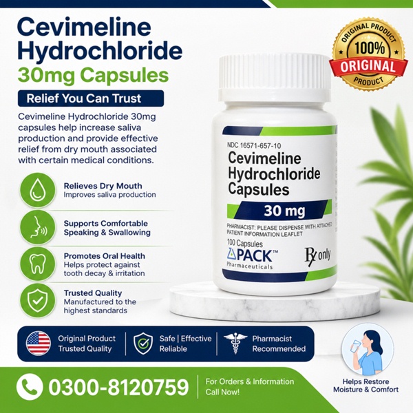 Cevimeline Hydrochloride 30mg Capsules Price in Pakistan